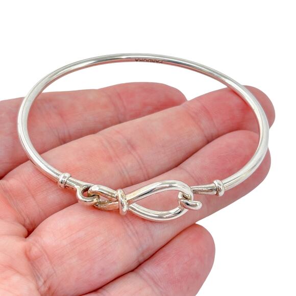Vintage Pandora ALE Sterling Silver 925 Infinity Knot Bangle 7.25" - Picture 1 of 11